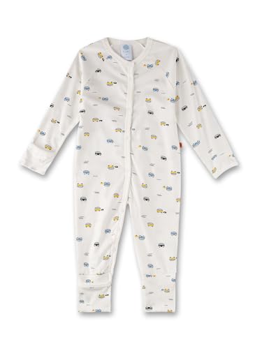 Sanetta Jungen-Overall Beige | Praktischer und bequemer Strampler aus Bio-Baumwolle für Jungen. Babystrampler mit Vario-Füßchen | Baby Overall von Sanetta