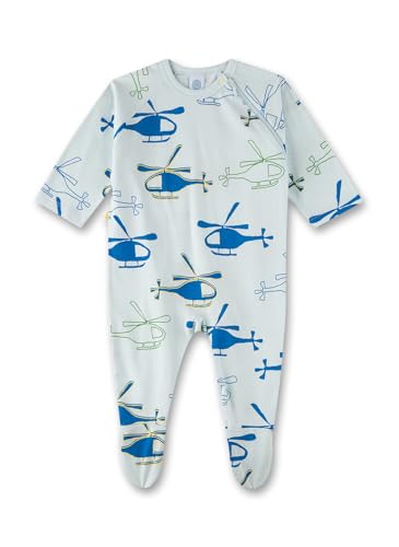 Sanetta Jungen-Overall Blau | Praktischer und bequemer Strampler aus Baumwolle für Jungen. Babystrampler mit Füßchen | Baby Overall von Sanetta