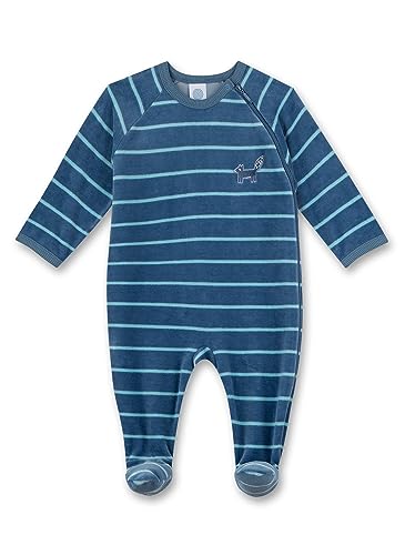 Sanetta Jungen-Overall Blau aus Nicki | Praktischer und bequemer Strampler aus Nicki für Jungen. Baby Overall 080 von Sanetta