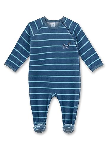 Sanetta Jungen-Overall Blau aus Nicki | Praktischer und bequemer Strampler aus Nicki für Jungen. Baby Overall 092 von Sanetta