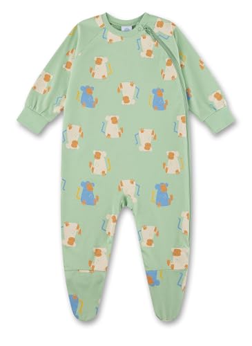 Sanetta Baby-Strampler grün AFFE | Praktischer und bequemer Strampler aus Bio-Baumwolle für Jungen. Baby Overall von Sanetta