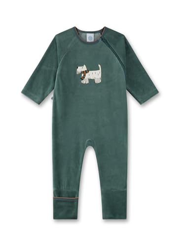 Sanetta Jungen-Overall grün aus Nicki | Praktischer und bequemer Strampler aus Nicki für Jungen. Baby Overall von Sanetta