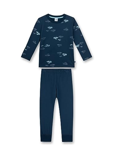 Sanetta Jungen-Schlafanzug Blau | Hochwertiger und bequemer Schlafanzug aus Bio-Baumwolle für Jungen. Pyjamaset für Jungen 104 von Sanetta