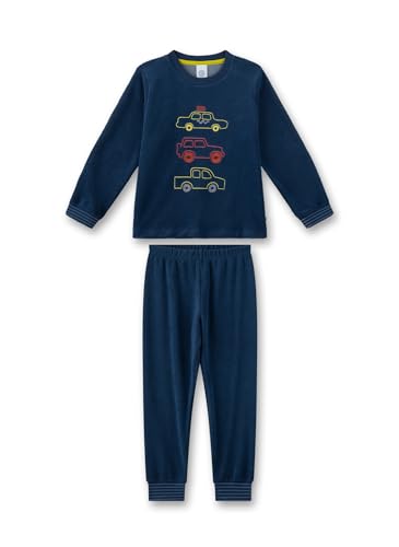 Sanetta Jungen-Schlafanzug Blau aus Frottee | Hochwertiger und bequemer Schlafanzug aus Baumwoll-Frottee für Jungen. Pyjamaset für Jungen 092 von Sanetta