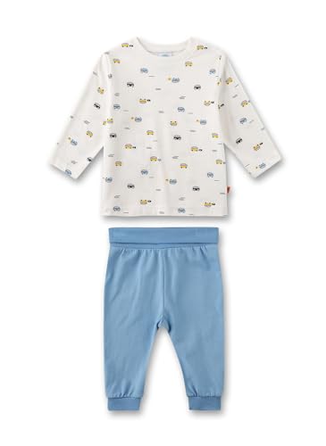 Sanetta Jungen-Schlafanzug Off-White | Nachhaltiger und bequemer Schlafanzug aus Bio-Baumwolle für Jungen. Baby Schlafanzug 074 von Sanetta