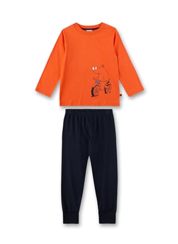 Sanetta Jungen-Schlafanzug Orange | Hochwertiger und bequemer Schlafanzug aus Bio-Baumwolle für Jungen. Pyjamaset für Jungen 116 von Sanetta