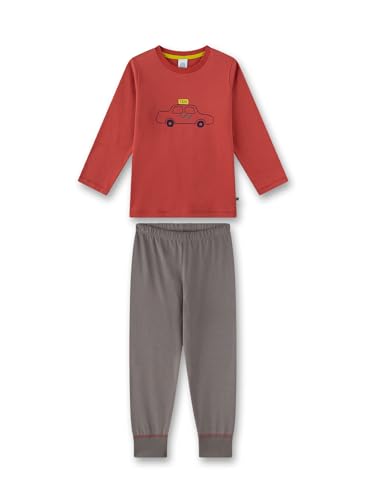 Sanetta Jungen-Schlafanzug Rot | Hochwertiger und bequemer Schlafanzug aus Baumwolle für Jungen. Langarm Schlafanzug mit Auto-Motiv | Pyjamaset für Jungen von Sanetta