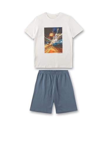 Sanetta Jungen-Schlafanzug kurz Off-White | Hochwertiger und bequemer Schlafanzug aus Baumwolle für Jungen. Pyjamaset für Jungen 140 von Sanetta