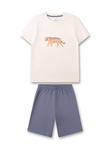 Sanetta Jungen-Schlafanzug kurz beige | Hochwertiger und bequemer Schlafanzug aus Baumwolle für Jungen. Pyjamaset für Jungen 128 von Sanetta
