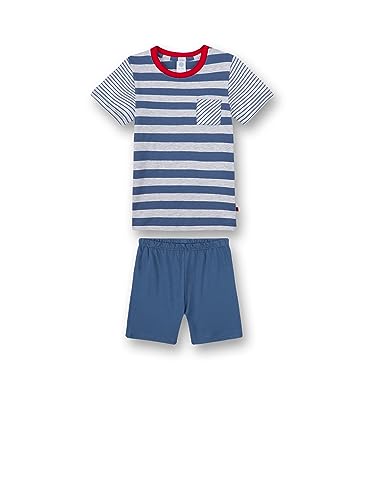 Sanetta Jungen-Schlafanzug kurz Blau Ringel | Hochwertiger und bequemer Schlafanzug aus Baumwolle für Jungen. Pyjamaset für Jungen 128 von Sanetta