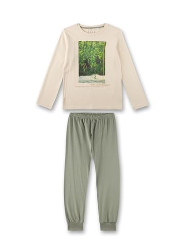Sanetta Jungen-Schlafanzug lang Beige | Hochwertiger und bequemer Schlafanzug aus Bio-Baumwolle für Jungen. Pyjamaset für Jungen 152 von Sanetta