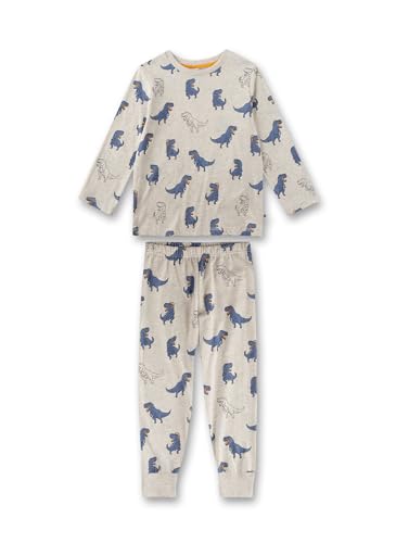 Sanetta Jungen-Schlafanzug lang Beigemelange | Hochwertiger und bequemer Schlafanzug aus Bio-Baumwolle für Jungen. Pyjamaset für Jungen 104 von Sanetta