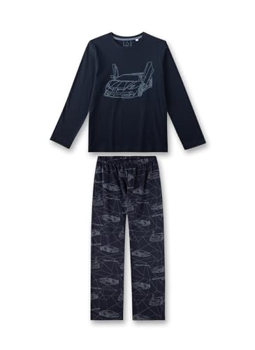 Sanetta Jungen-Schlafanzug lang Blau | Hochwertiger und bequemer Schlafanzug aus Baumwolle für Jungen. Pyjamaset für Jungen 140 von Sanetta
