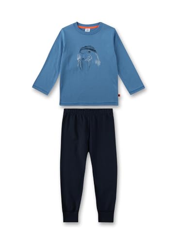 Sanetta Jungen-Schlafanzug lang Blau | Hochwertiger und bequemer Schlafanzug aus Bio-Baumwolle für Jungen. Pyjamaset für Jungen 092 von Sanetta