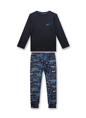 Sanetta Jungen-Schlafanzug lang Dunkelgrau | Bequemer Schlafanzug für Jungen lang. | Pyjamaset Größe 128 von Sanetta