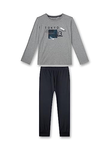 Sanetta Jungen-Schlafanzug lang Grau | Bequemer Schlafanzug für Jungen lang. | Pyjamaset Größe von Sanetta