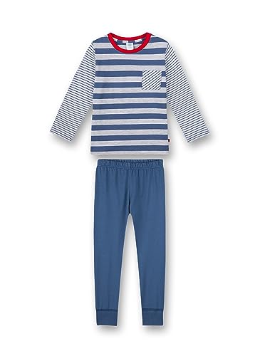 Sanetta Jungen-Schlafanzug lang Blau Ringel | Hochwertiger und bequemer Schlafanzug aus Baumwolle für Jungen. Pyjamaset für Jungen 116 von Sanetta