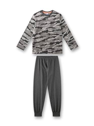 Sanetta Jungen-Schlafanzug lang grau | Hochwertiger und bequemer Schlafanzug aus Baumwoll-Mix für Jungen. Pyjamaset für Jungen 128 von Sanetta