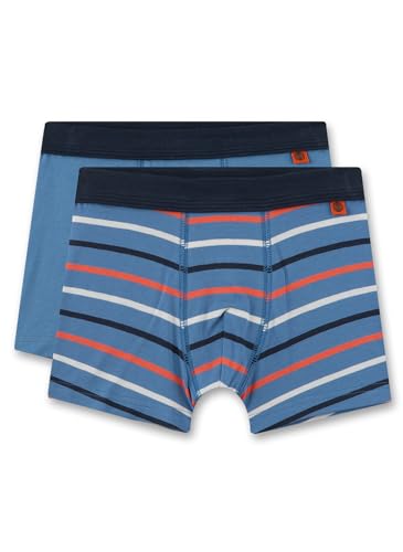 Sanetta Jungen-Shorts (Doppelpack) Blau | Hochwertige und nachhaltige Unterhose für Jungen aus Bio-Baumwolle. Unterhose mit Webbund und Ringelmuster | Inhalt: 2er Set Unterwäsche für Jungen von Sanetta
