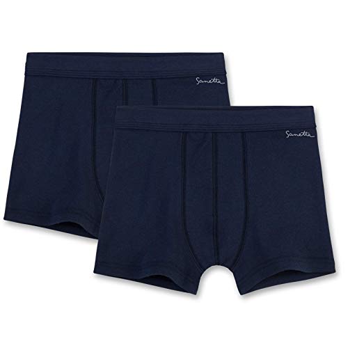 Sanetta Jungen Shorts 2er Pack - Pant, Unterhose, Organic Cotton, 104-176, dunkelblau (164 (12-13 Years)) von Sanetta