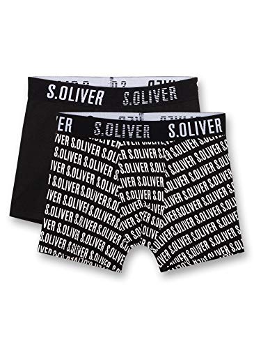 Sanetta Jungen Shorts im Doppelpack Boxershorts, Schwarz (Super Black 10015), (Herstellergröße: 176) (2er Pack) von s.Oliver