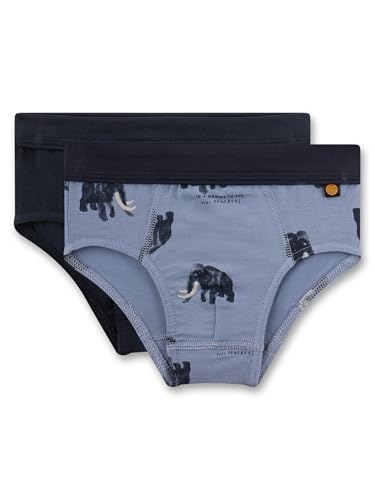 Sanetta Jungen-Slips (Doppelpack) blau Mammut | Hochwertige und nachhaltige Unterhose für Jungen aus Bio-Baumwoll-Mix. 128 von Sanetta