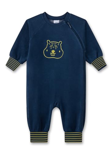 Sanetta Jungen-Strampler Blau | Praktischer und bequemer Strampler aus Baumwoll-Frottee für Jungen. Baby Overall von Sanetta