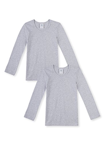 Sanetta Jungen T-Shirt Langarm im Doppelpack aus Bio-Baumwolle - Made in Europe - hellgrau Melange (1646), 92 von Sanetta
