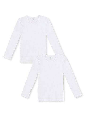 Sanetta Jungen T-Shirt Langarm im Doppelpack aus Bio-Baumwolle - Made in Europe - weiß (01), 116 von Sanetta
