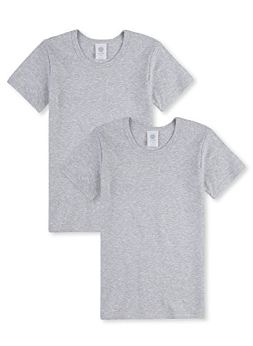 Sanetta Jungen T-Shirt halbarm im Doppelpack aus Bio-Baumwolle - Made in Europe - hellgrau Melange (1646), 92 von Sanetta