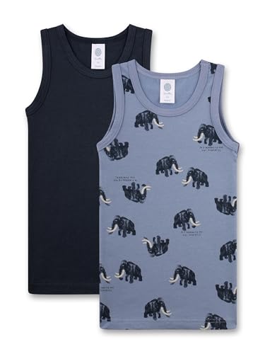 Sanetta Jungen-Unterhemd (Doppelpack) blau Mammut | Hochwertiges und nachhaltiges Unterhemd für Jungen aus Bio-Baumwoll-Mix. von Sanetta