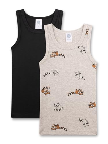 Sanetta Jungen-Unterhemd (Doppelpack) blau & beige Waschbär | Hochwertiges und nachhaltiges Unterhemd für Jungen aus Baumwolle. von Sanetta