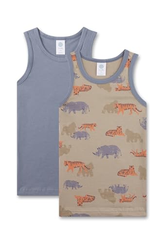 Sanetta Jungen-Unterhemd (Doppelpack) grün | Hochwertiges und nachhaltiges Unterhemd für Jungen aus Bio-Baumwoll-Mix. Inhalt: 2er Set Unterwäsche für Jungen 128 von Sanetta