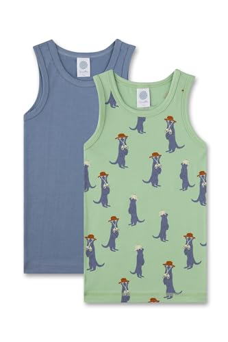 Sanetta Jungen-Unterhemd (Doppelpack) grün & blau | Hochwertiges und nachhaltiges Unterhemd für Jungen aus Baumwoll-Mix. Inhalt: 2er Set Unterwäsche für Jungen 140 von Sanetta