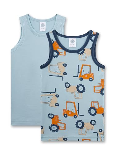 Sanetta Jungen-Unterhemd (Doppelpack) hellblau Traktor | Hochwertiges und nachhaltiges Unterhemd für Jungen aus Baumwoll-Mix. 104 von Sanetta