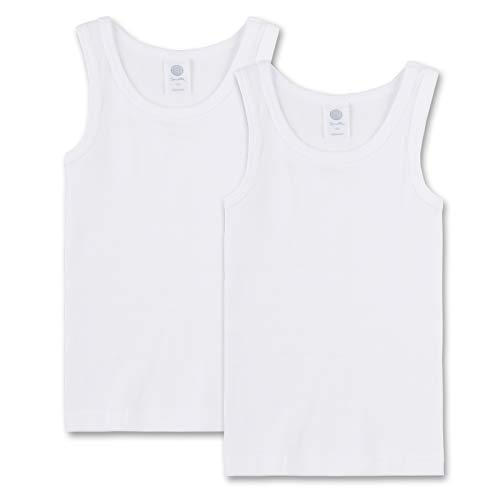 Sanetta Jungen Unterhemd 2er Pack - Shirt ohne Arm, Tank Top, Basic, Organic Cotton, weiß (164-2er Pack) von Sanetta