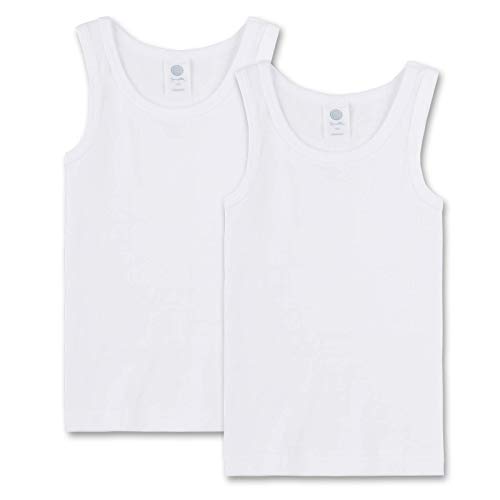 Sanetta Jungen Unterhemd 2er Pack - Shirt ohne Arm, Tank Top, Basic, Organic Cotton, weiß (176-2er Pack) von Sanetta