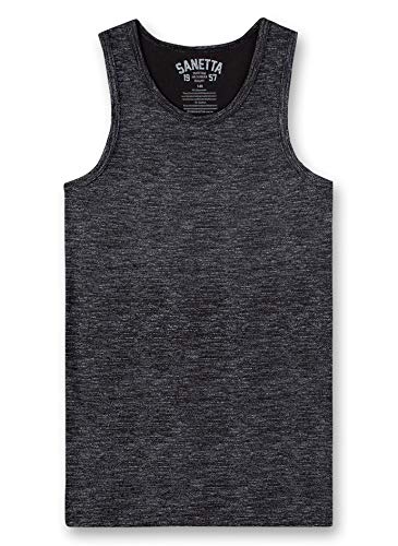 Sanetta Jungen Unterhemd T-Shirt, Schwarz (Super Black 10015), (Herstellergröße: 140) von Sanetta