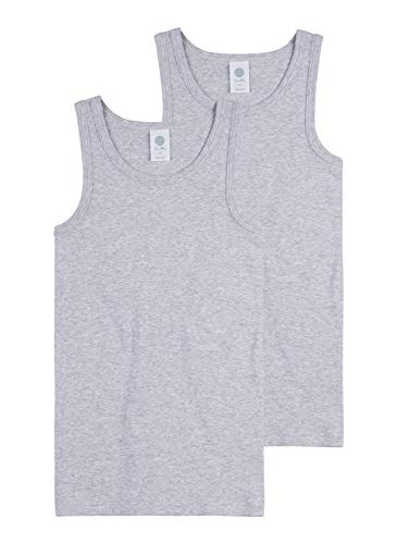 Sanetta Jungen Unterhemd im Doppelpack aus Bio-Baumwolle - Made in Europe - hellgrau Melange (1646), 104 von Sanetta