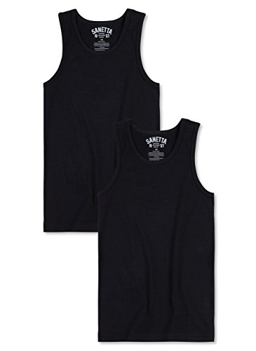 Sanetta Jungen Unterhemd im Doppelpack - super Black (10015), 140 von Sanetta
