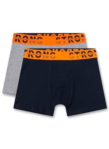 Sanetta Jungen-Unterhose Blau | Hochwertige und nachhaltige Unterhose für Jungen aus Baumwolle. Shorts mit Webbund Inhalt: 2er Set Unterwäsche für Jungen von Sanetta