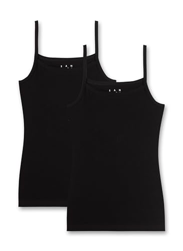 Sanetta Mädchen 344839 Unterhemd, Schwarz (Super 10015), 140 (2er Pack) von Sanetta