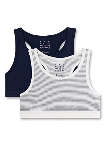 Sanetta Mädchen-Bustier (Doppelpack) Off-White und Dunkelblau | Bequeme und Angenehme Bustiers für Mädchen aus Baumwolle. | Inhalt: 2er-Set Mädchen Bustier 140 von Sanetta