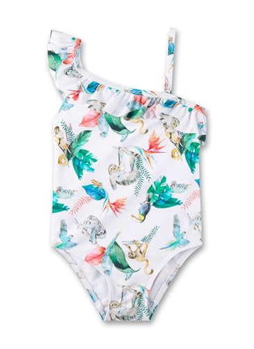 Sanetta Mädchen-Badeanzug Off-White asymmetrisch | Bequemer und praktischer Badeanzug aus Polyamid-Mix für Mädchen. Bademode für Kinder von Sanetta