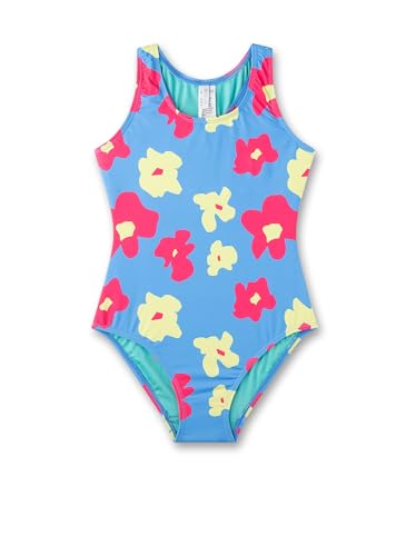 Sanetta Mädchen-Badeanzug blau Blumen | Bequemer und praktischer Badeanzug aus recyceltem Polyester-Mix für Mädchen. Bademode für Kinder von Sanetta