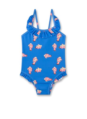 Sanetta Mädchen-Badeanzug blau Clownfisch mit Rüschen | Bequemer und praktischer Badeanzug aus recyceltem Polyester-Mix für Mädchen. Bademode für Kinder von Sanetta