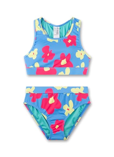 Sanetta Mädchen-Bikini blau Blumen | Bequemer und anschmiegsamer Bikini aus recyceltem Polyester-Mix für Mädchen. Bademode für Kinder von Sanetta