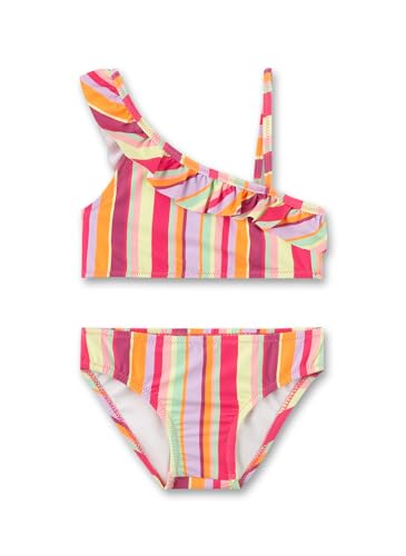 Sanetta Mädchen-Bikini bunt mit Streifen asymmetrisch | Bequemer und anschmiegsamer Bikini aus recyceltem Polyester für Mädchen. Bademode für Kinder von Sanetta