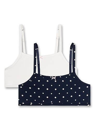 Sanetta Mädchen-Bustier (Doppelpack) Dunkelblau und Off-White | Bequemes und angenehmes Bustier für Mädchen aus Baumwoll-Mix. Inhalt: 2er Set Unterwäsche für Mädchen 140 von Sanetta