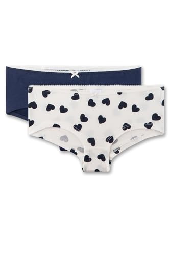 Sanetta Mädchen-Cubrief (Doppelpack) Off-White & dunkelblau | Hochwertige und nachhaltige Unterhose für Mädchen aus Baumwoll-Mix. Inhalt: 2er Set Unterwäsche für Mädchen 140 von Sanetta